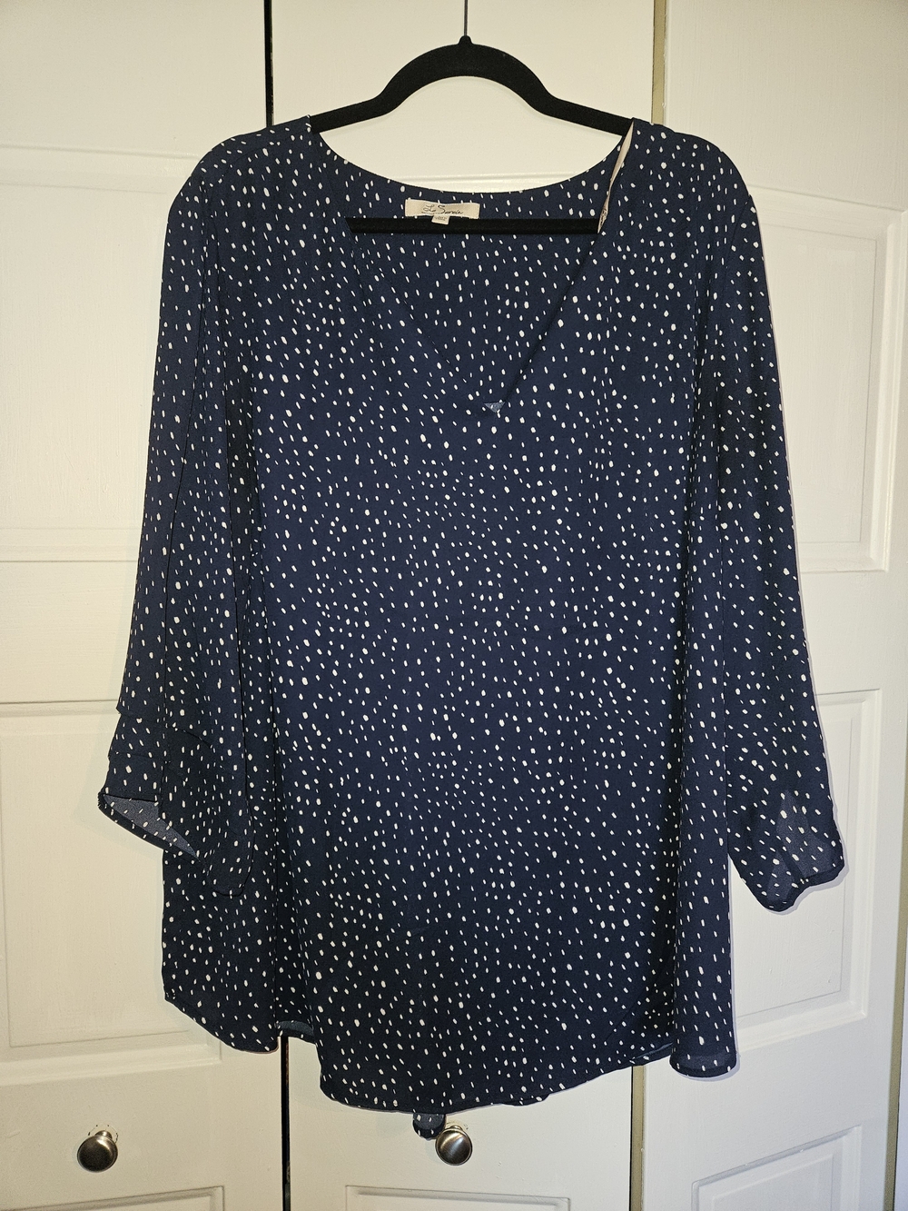 Navy Blue Printed Long-Sleeve Tunic Top - Unbranded